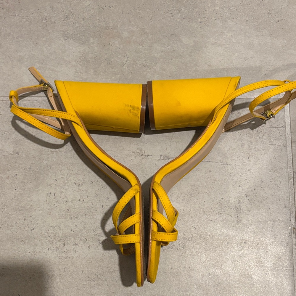 Vince Camuto Mustard Yellow Block Heel Sandals - Picture 5 of 7